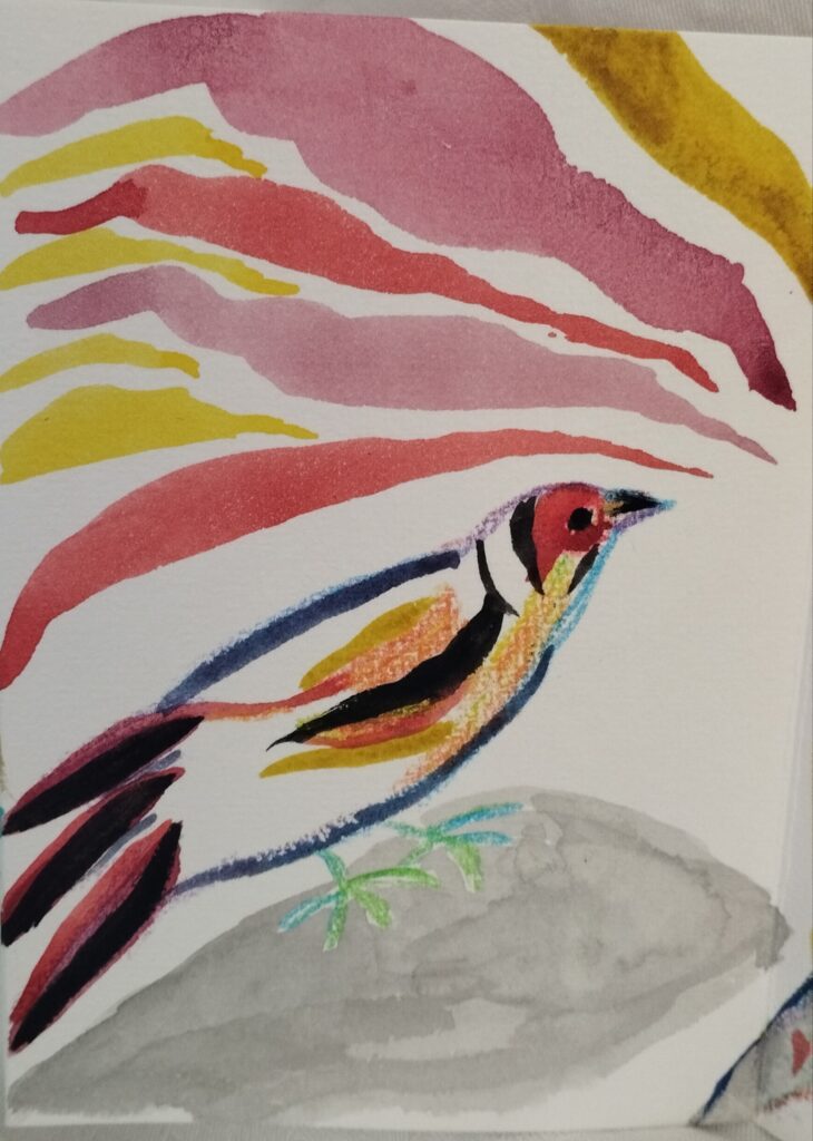 ''Des oiseaux, des fleurs ''. Leporello à l'aquarelle - Image 2