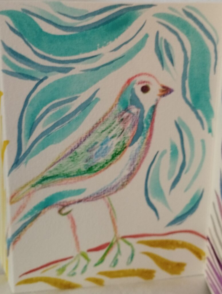 ''Des oiseaux, des fleurs ''. Leporello à l'aquarelle - Image 3