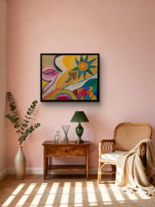 vidéo présentant la peinture en vente dans un lieu en situation.