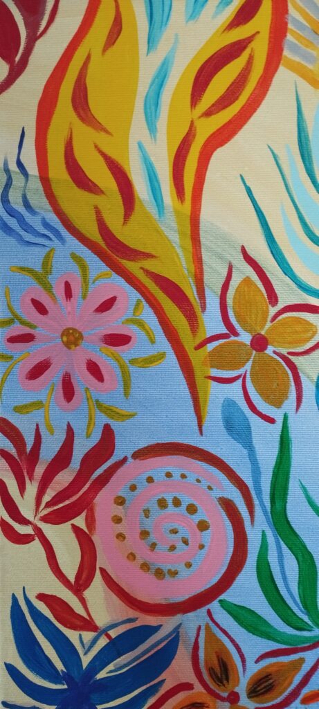 Détail de la peinture "Jardin du futur"