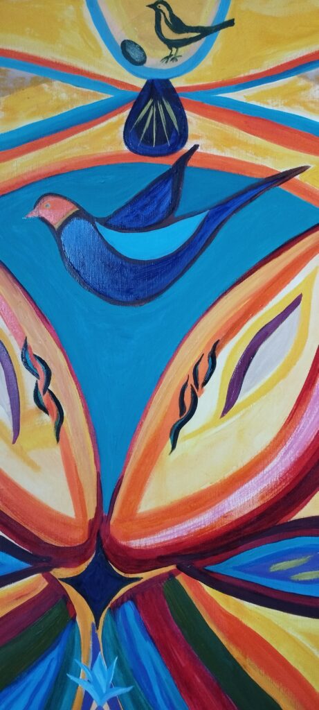 "Pour l'oiselle-Protection." Peinture à l'huile. - Image 3